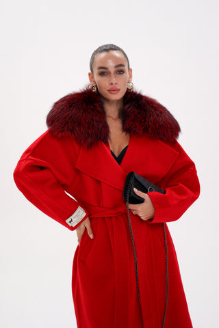 Saga®Furs Silver Fox Wool Alpaca Wraparound Coat