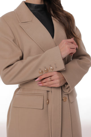 Ellis Tailored Cashmere Wool Coat in Beige
