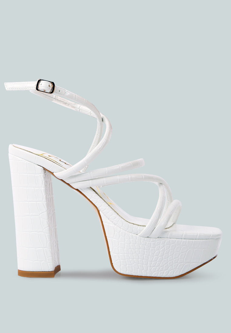 Beam Tips Strappy Chunky Platform High Heel Sandals - Glamourous Grace