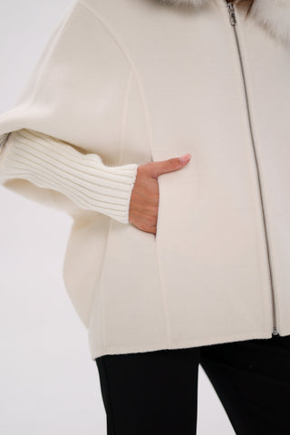 Saga®Furs Hooded Polar Fox Wool Alpaca Coat