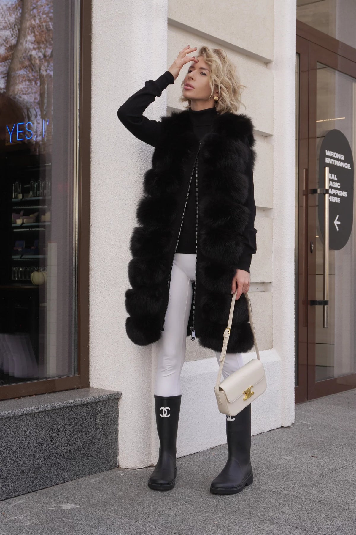 Genuine Polar Fox Fur Vest 90 cm