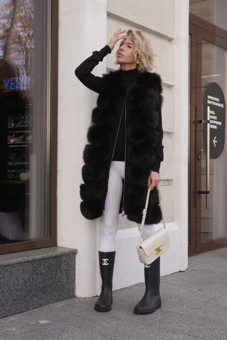 Genuine Polar Fox Fur Vest 90 cm