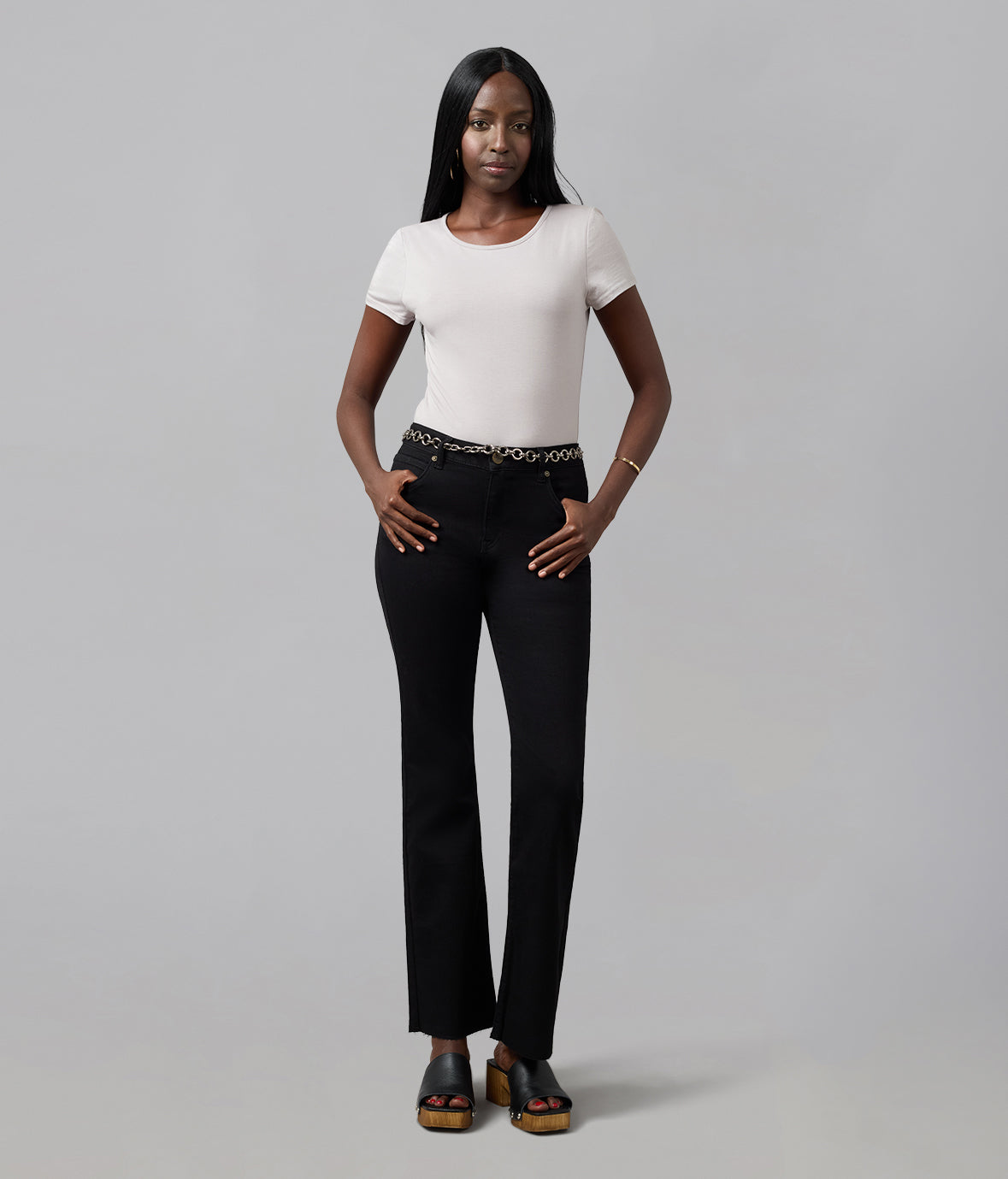 BILLIE-BLK High Rise Bootcut Jeans