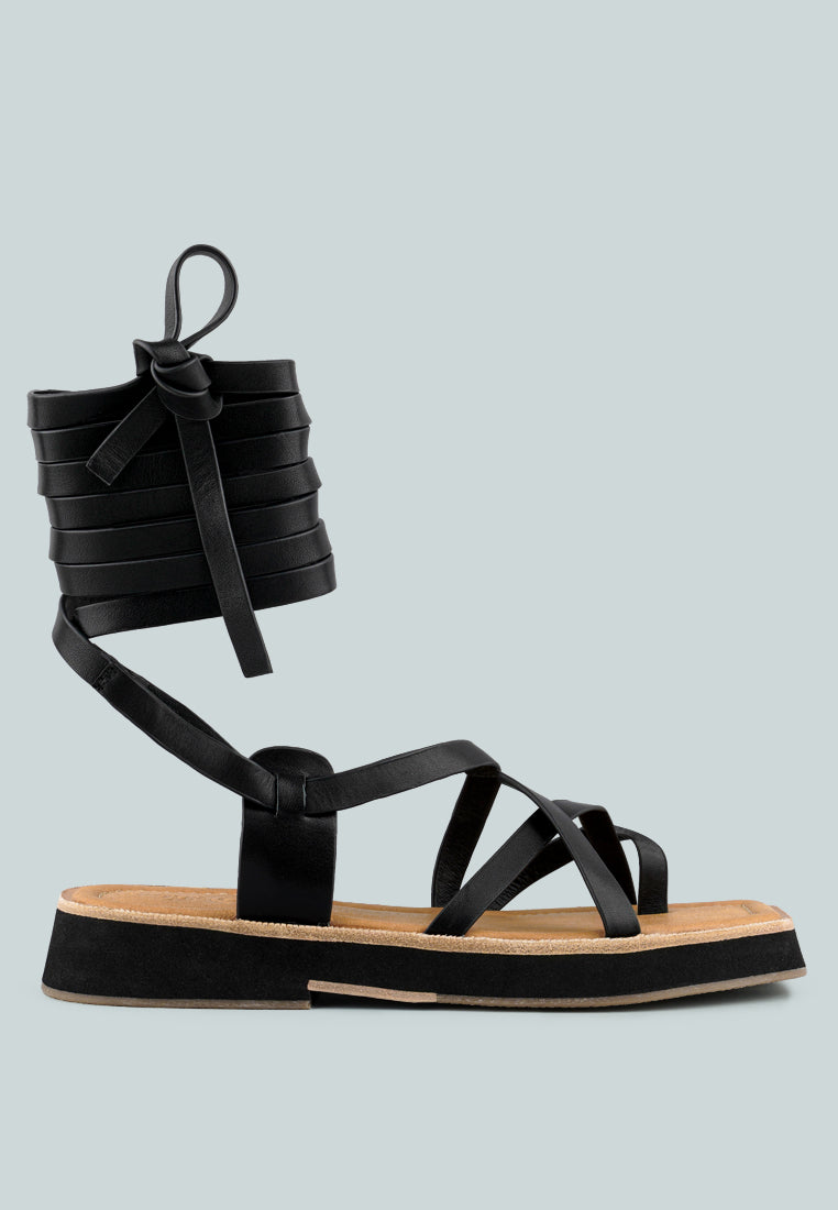 Bledel Lace Up Square Toe Gladiator Sandals - Glamourous Grace
