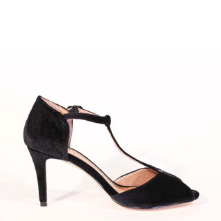 Blondie T-Strap Velvet Heels - Glamourous Grace