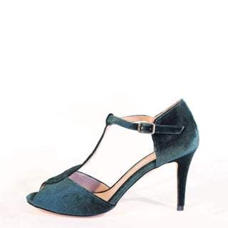 Blondie T-Strap Velvet Heels - Glamourous Grace