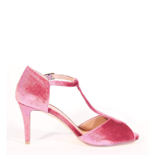 Blondie T-Strap Velvet Heels - Glamourous Grace