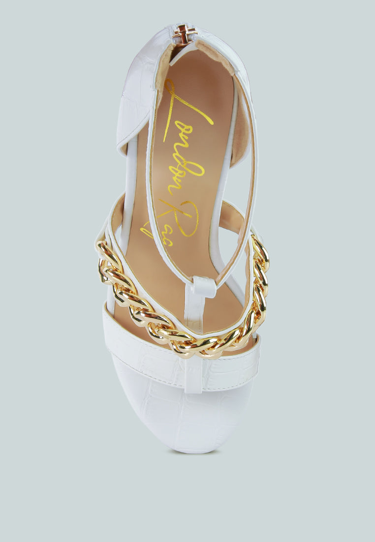 Bonita Metal Chain Zip Up Sandals - Glamourous Grace