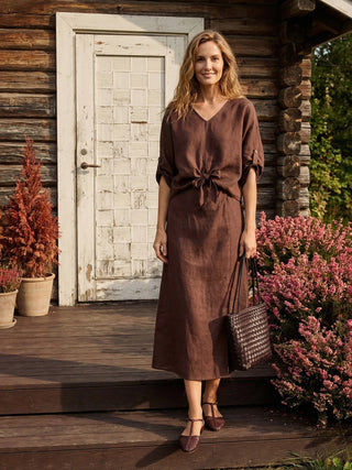 100% Linen Twist-Hem Batwing Top LAVENA - Glamourous Grace