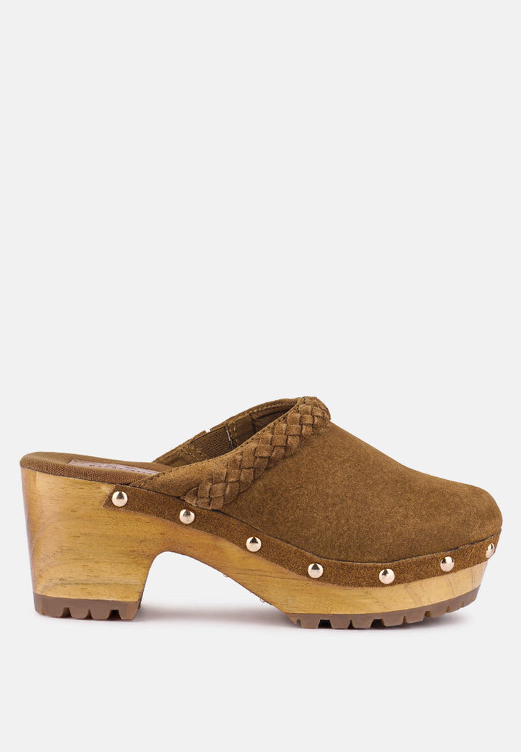 Inca Fine Suede Leather Clogs - Glamourous Grace