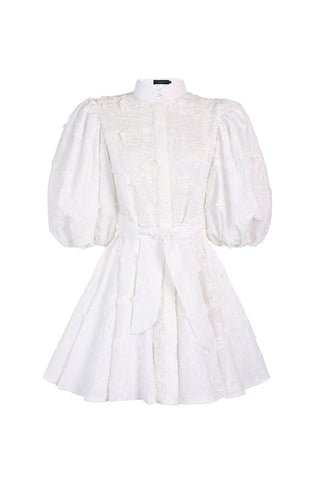 BROMELIA DRESS MINI IN EMBROIDERY GARDEN OFF WHITE - Glamourous Grace