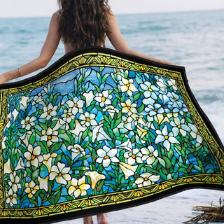 Tiffany Field of Lilies Oversized Beach Towel - Microfiber, Quick-Dry