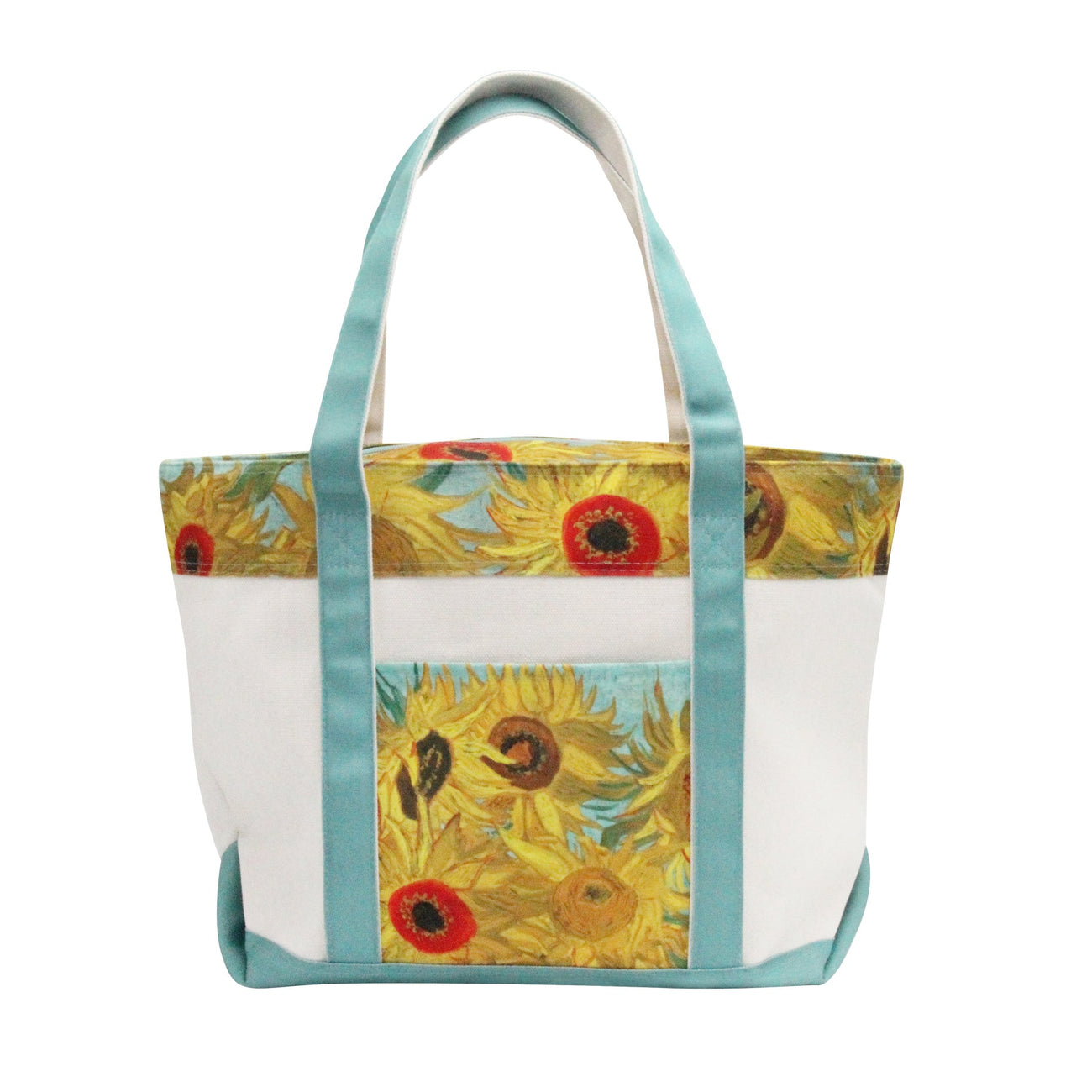 van Gogh Sunflowers Large Canvas Boat Tote – Zipper Top & Pockets - Glamourous Grace