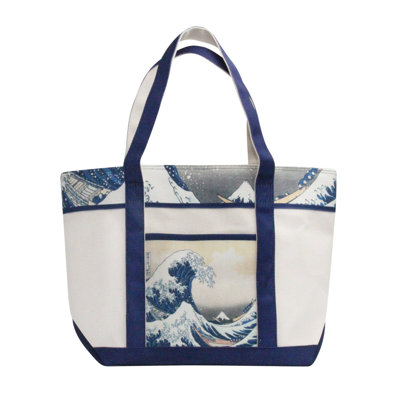 Hokusai the Great Wave Large Canvas Boat Tote – Zipper Top & Pockets - Glamourous Grace