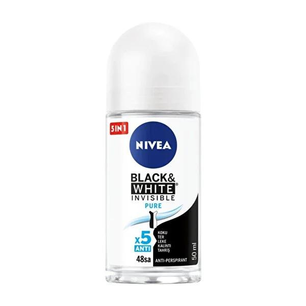 Nivea Invisible Black & White Pure Roll-On Deodorant: 48H Odor & Anti-Stain Protection, Alcohol-Free Formula - Glamourous Grace
