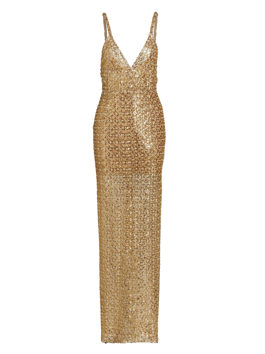 Allegra Sequin Maxi Dress - Gold (Final Sale) - Glamourous Grace