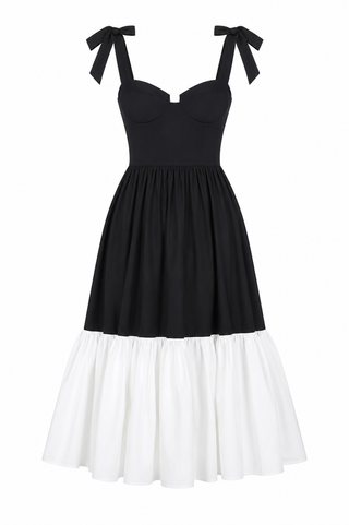 Catalina Midi Dress – Black/Beige (Final Sale) - Glamourous Grace