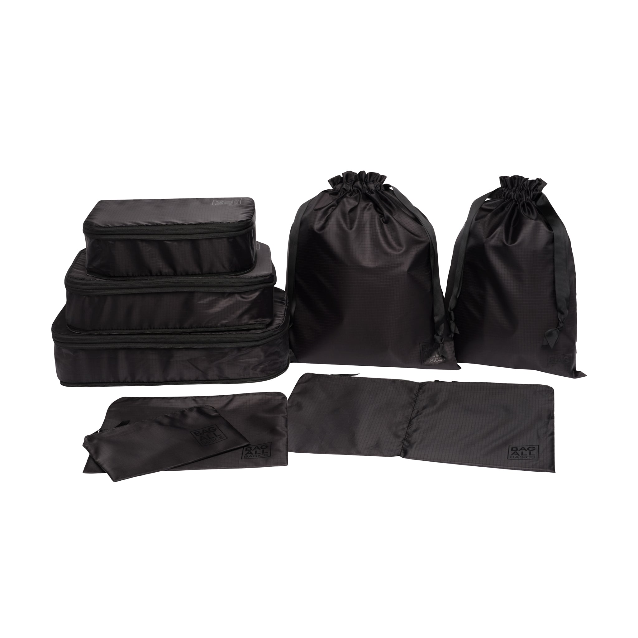 Compression Packing Cubes & Packing Bags – Recycled Nylon – 8-pack – Black - Glamourous Grace
