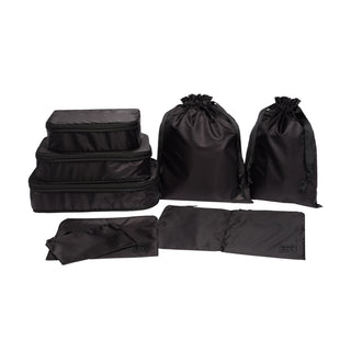 Compression Packing Cubes & Packing Bags – Recycled Nylon – 8-pack – Black - Glamourous Grace