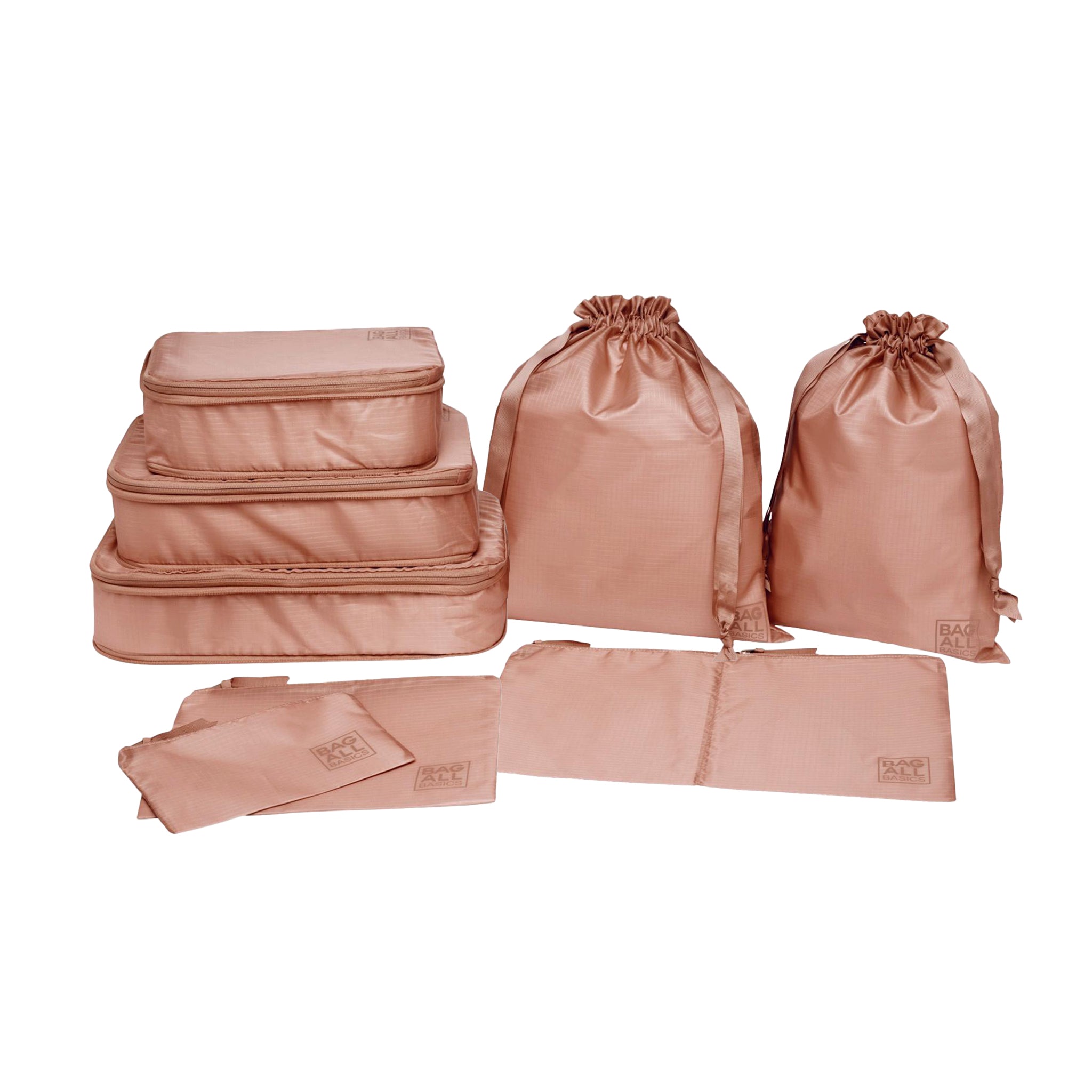 Compression Packing Cubes & Packing Bags – Recycled Nylon – 8-pack – Pink/Blush - Glamourous Grace