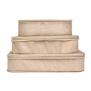 Compression Packing Cubes – Recycled Nylon – 3-pack – Taupe - Glamourous Grace