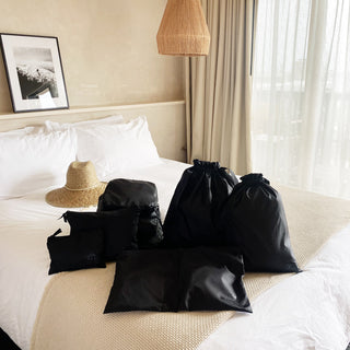 Compression Packing Cubes & Packing Bags – Recycled Nylon – 8-pack – Black - Glamourous Grace