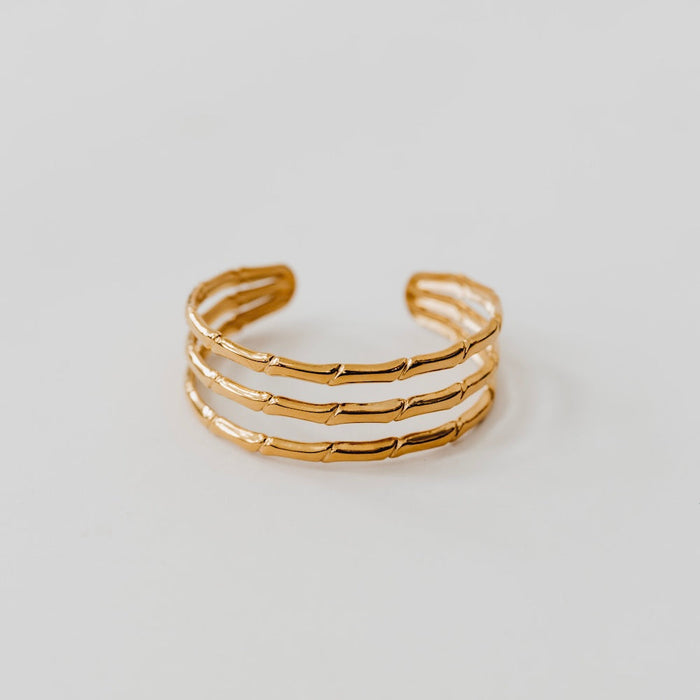 Bamboo Tier Open Bangle Bracelet - WATERPROOF - Glamourous Grace