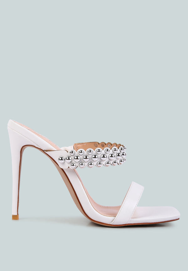 Bandy Stieletto Heel Metal Stud Sandals - Glamourous Grace