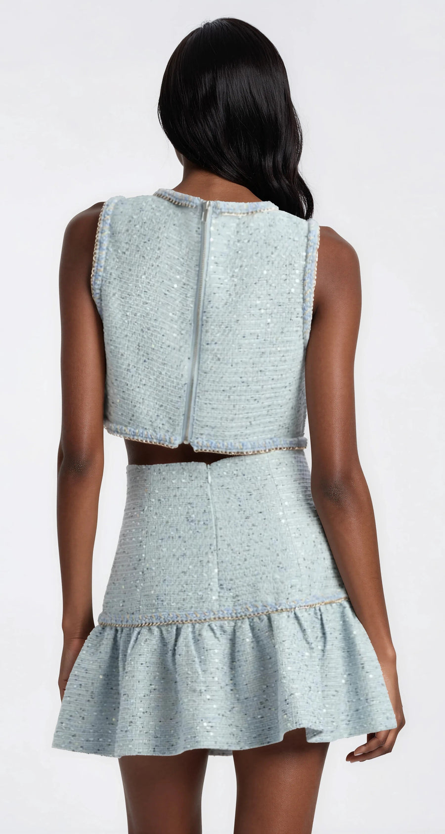 Elina Boucle Cropped Top - Blue Boucle (Final Sale) - Glamourous Grace