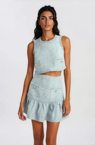 Elina Boucle Mini Skirt - Blue Boucle (Final Sale) - Glamourous Grace