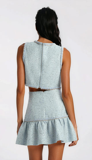 Elina Boucle Mini Skirt - Blue Boucle (Final Sale) - Glamourous Grace