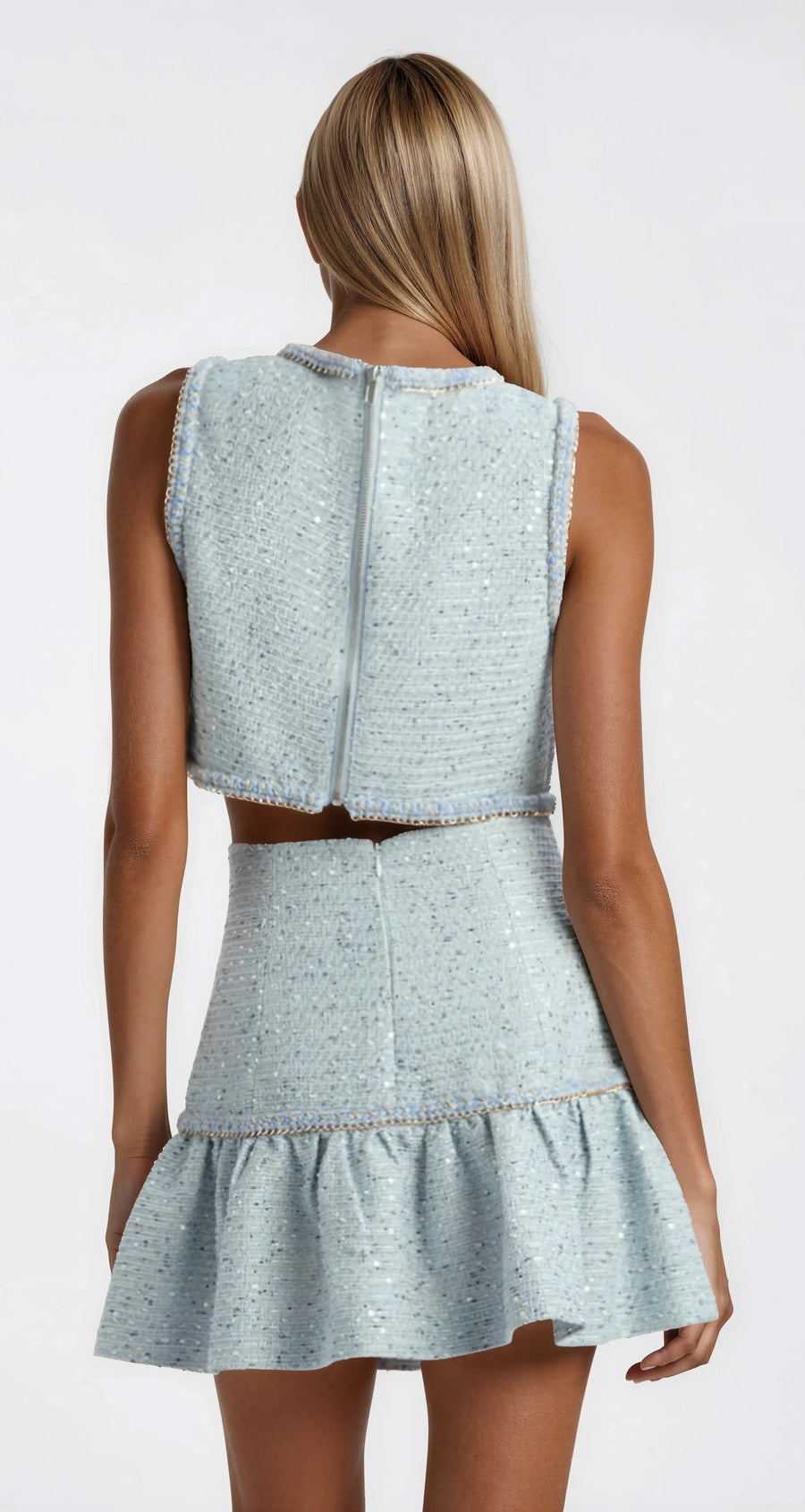 Elina Boucle Mini Skirt - Blue Boucle (Final Sale) - Glamourous Grace