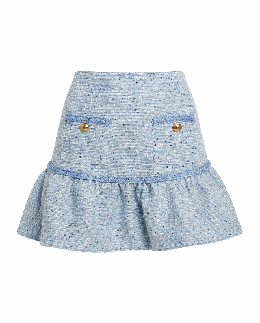 Elina Boucle Mini Skirt - Blue Boucle (Final Sale) - Glamourous Grace