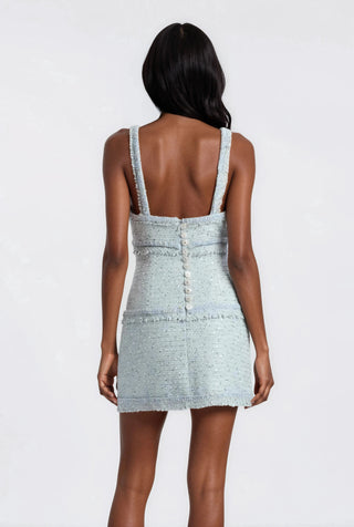 Elina Fringe Boucle Mini Dress – Blue Boucle (Final Sale) - Glamourous Grace