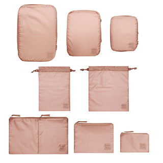 Compression Packing Cubes & Packing Bags – Recycled Nylon – 8-pack – Pink/Blush - Glamourous Grace
