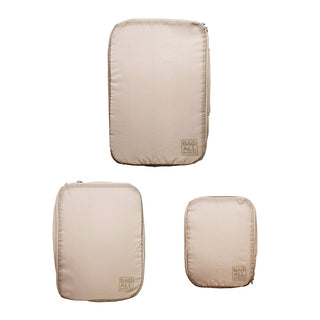 Compression Packing Cubes – Recycled Nylon – 3-pack – Taupe - Glamourous Grace