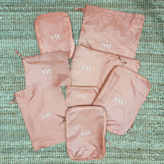 Compression Packing Cubes & Packing Bags – Recycled Nylon – 8-pack – Pink/Blush - Glamourous Grace