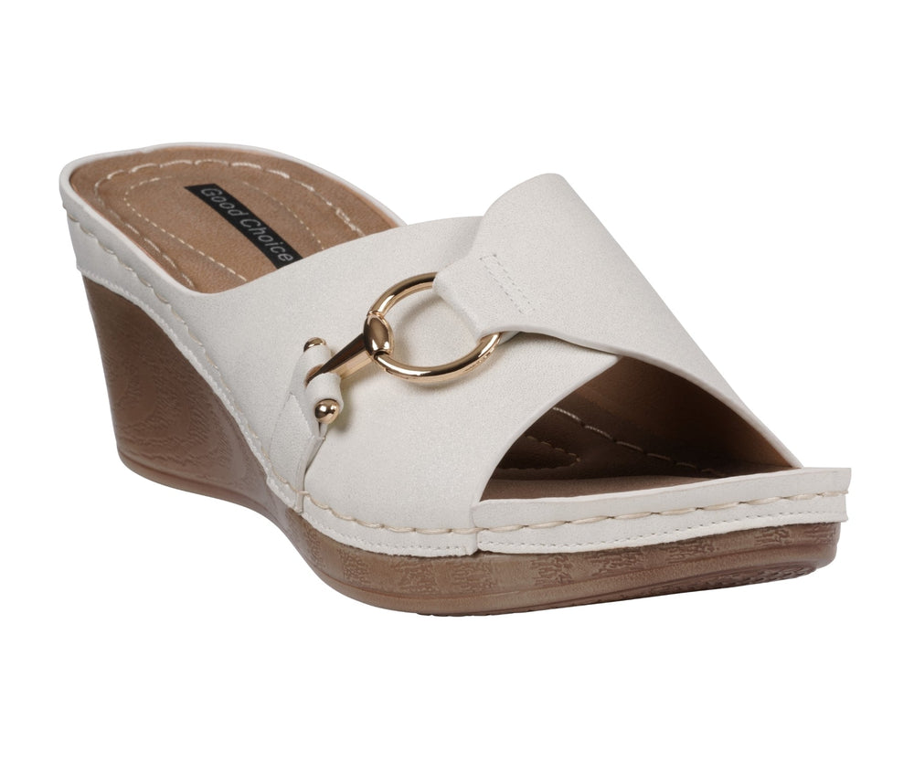 Women's Bay White Wedge Sandals - Glamourous Grace