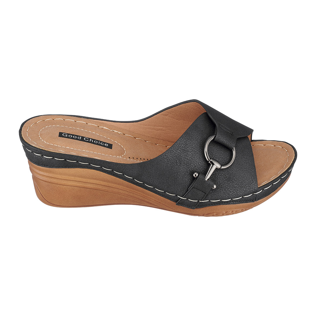 Women's Bay Black Wedge Sandals - Glamourous Grace