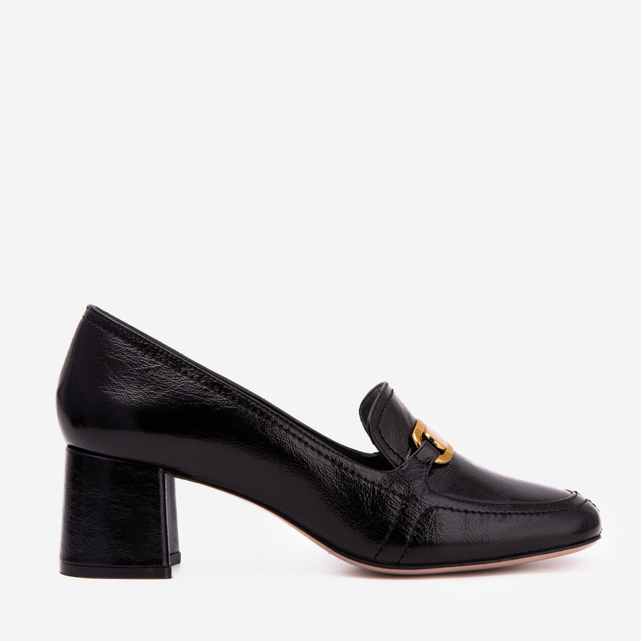 The Victoria Black Leather Block Heel Pump Women Shoe - Glamourous Grace