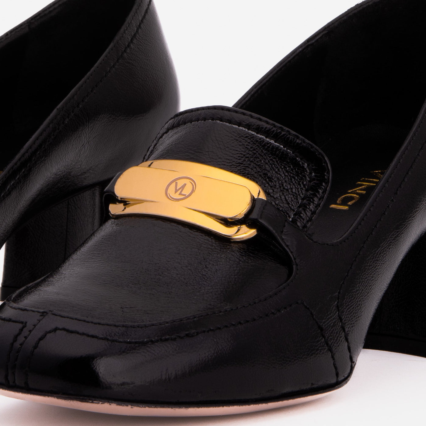 The Victoria Black Leather Block Heel Pump Women Shoe - Glamourous Grace