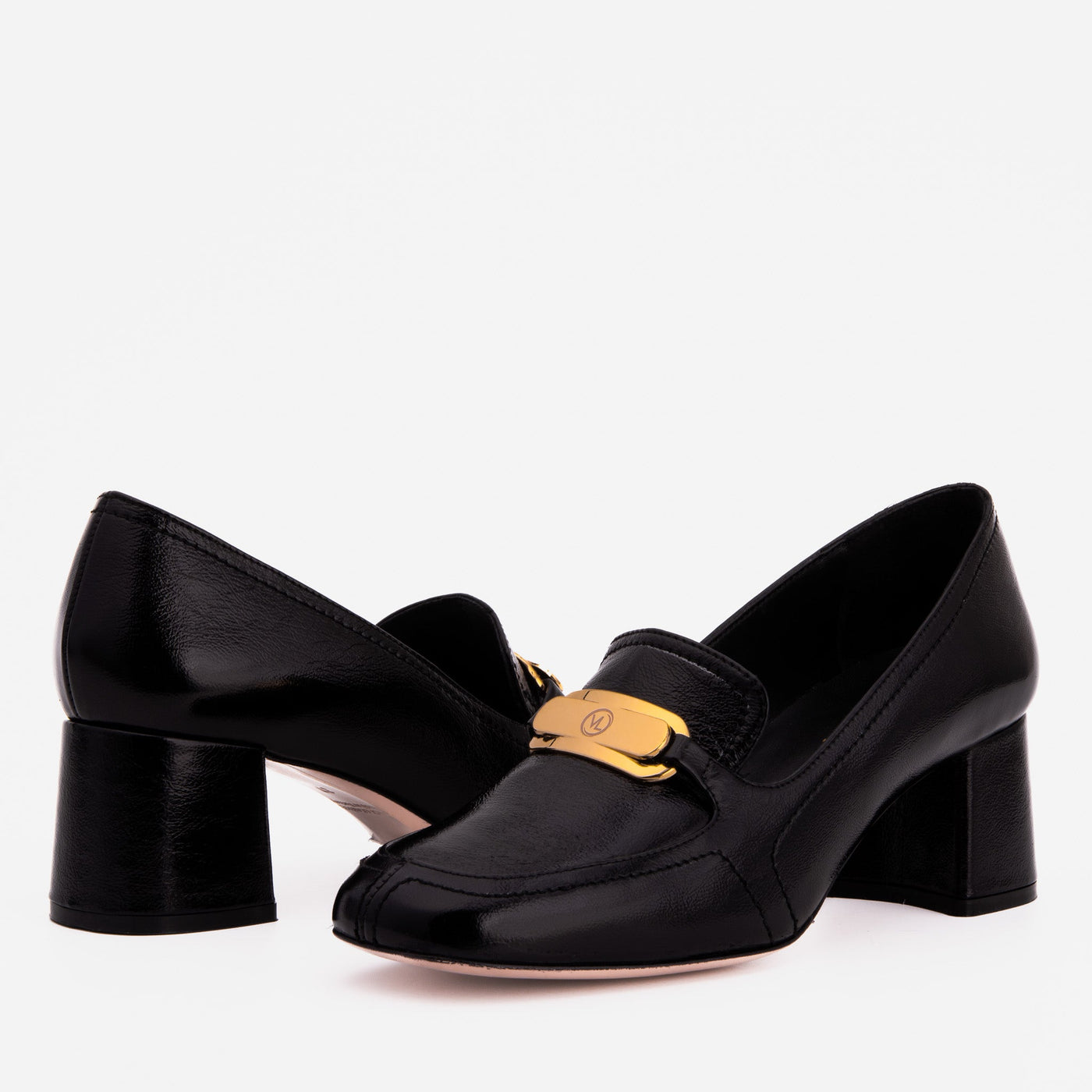 The Victoria Black Leather Block Heel Pump Women Shoe - Glamourous Grace