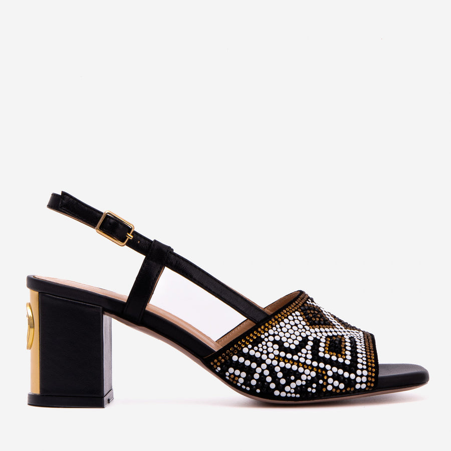 The Nampula Black Leather Women Slingback Sandal - Glamourous Grace