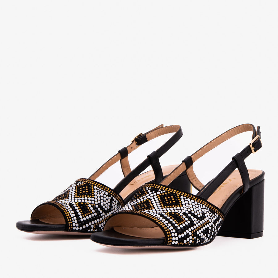 The Nampula Black Leather Women Slingback Sandal - Glamourous Grace