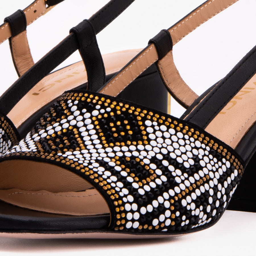 The Nampula Black Leather Women Slingback Sandal - Glamourous Grace