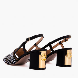 The Nampula Black Leather Women Slingback Sandal - Glamourous Grace