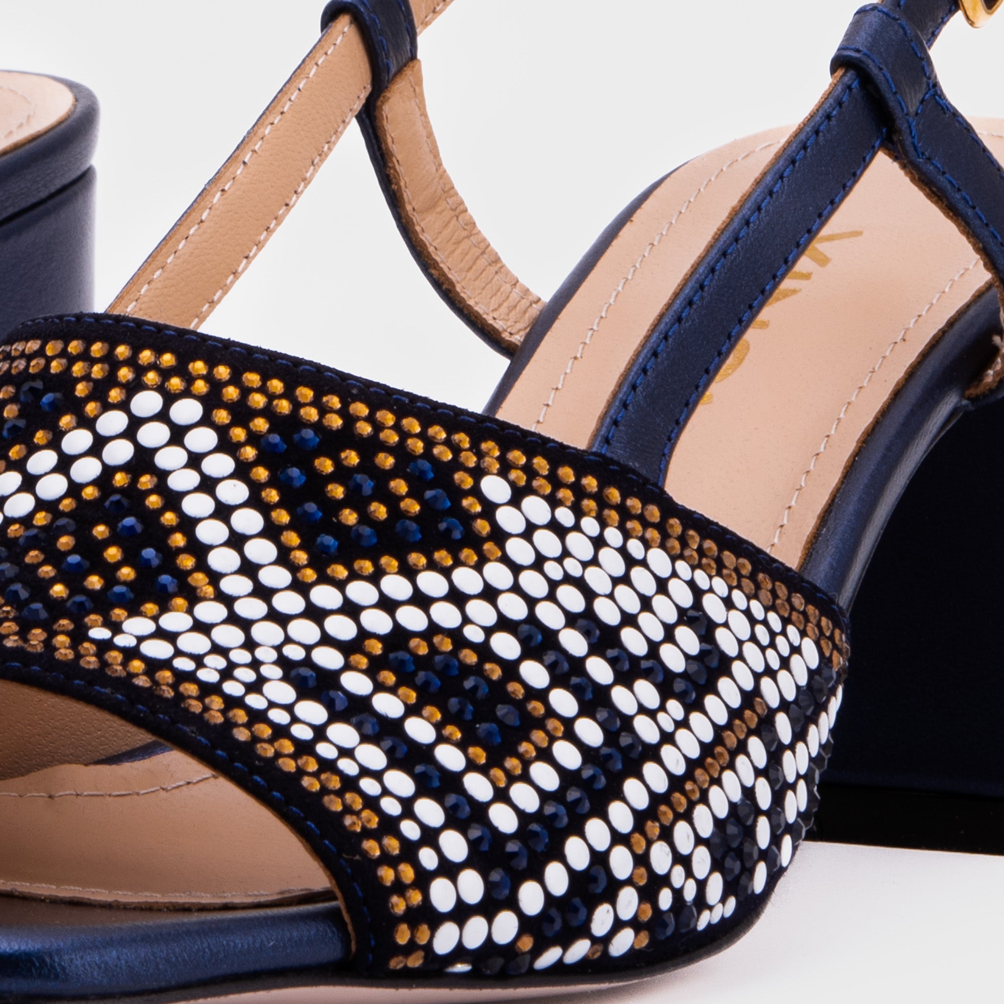 The Nampula Navy Blue Leather Women Slingback Sandal - Glamourous Grace