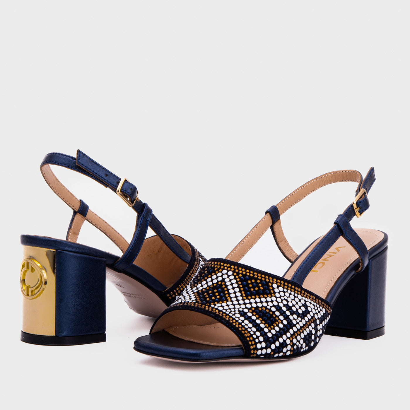 The Nampula Navy Blue Leather Women Slingback Sandal - Glamourous Grace