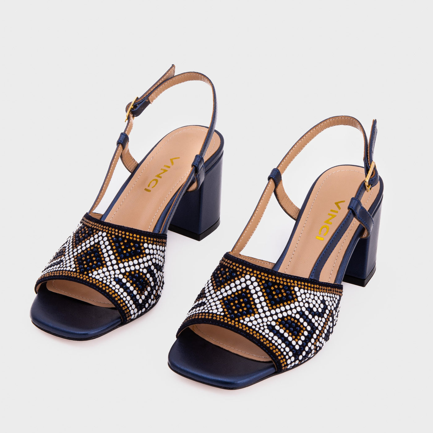 The Nampula Navy Blue Leather Women Slingback Sandal - Glamourous Grace