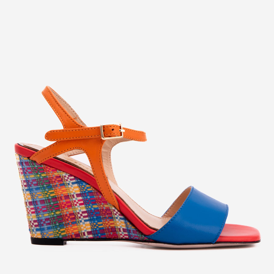 The Mosaic Multicolor Wedge Heel Leather Women Sandal - Glamourous Grace